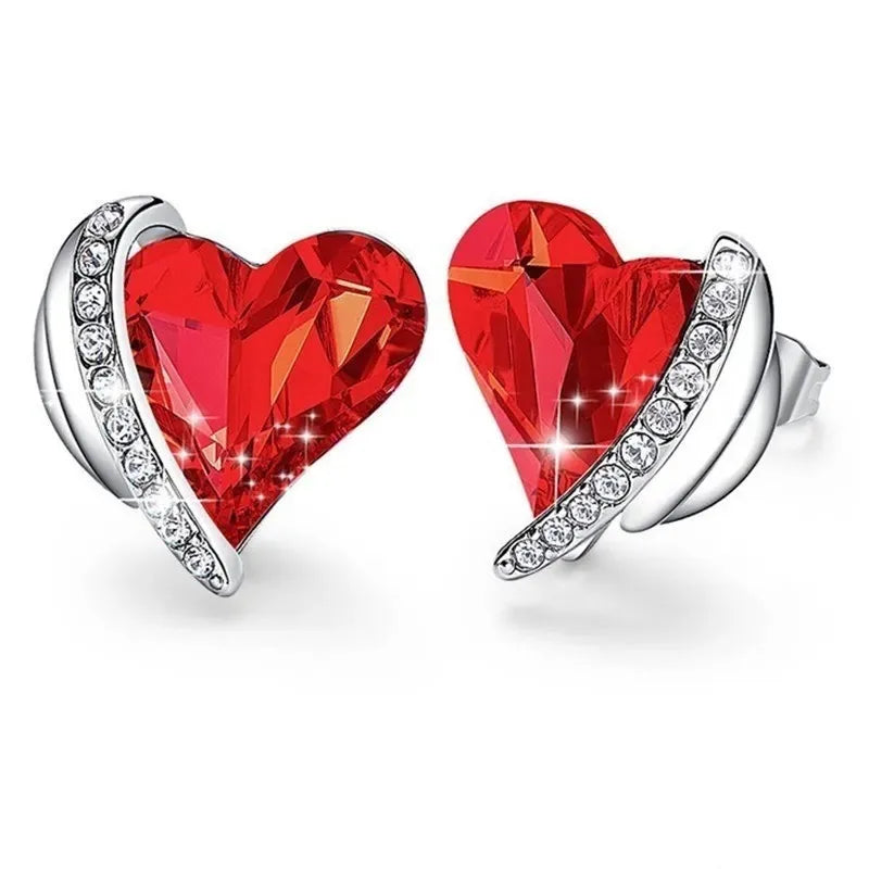 Rainbow Heart Stud Earrings – Austrian Crystal Gift for Women Crystal Stud Earrings Nixie
