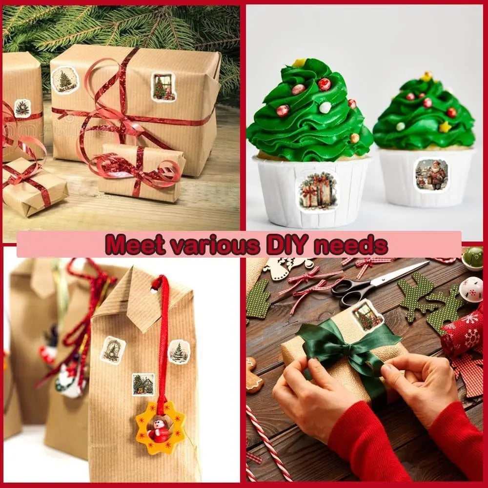 250Pcs Christmas Stickers Roll – Self-Adhesive Holiday Labels Christmas Stickers Nixie