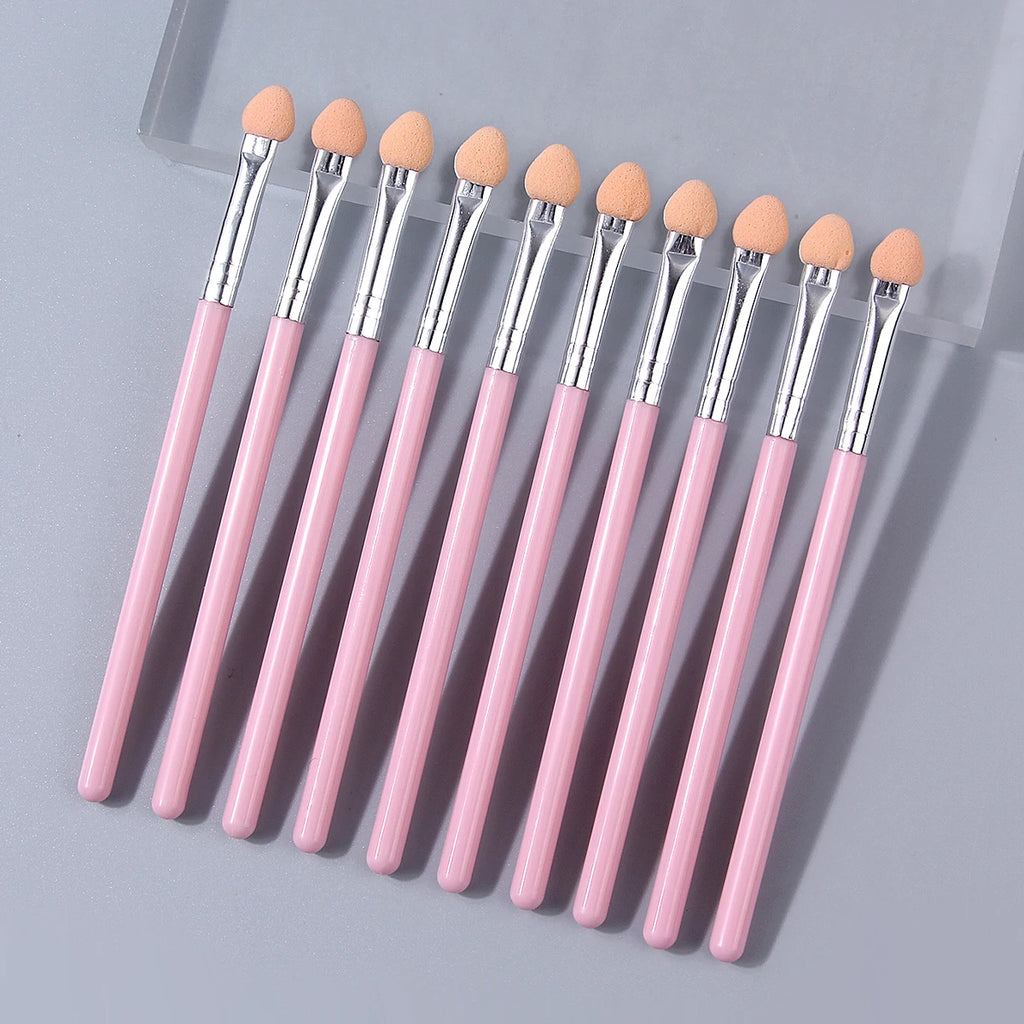 10Pcs Dual-Color Sponge Eyeshadow Brushes & Nail Smudge Sticks Eyeshadow Brush Set Nixie Pink