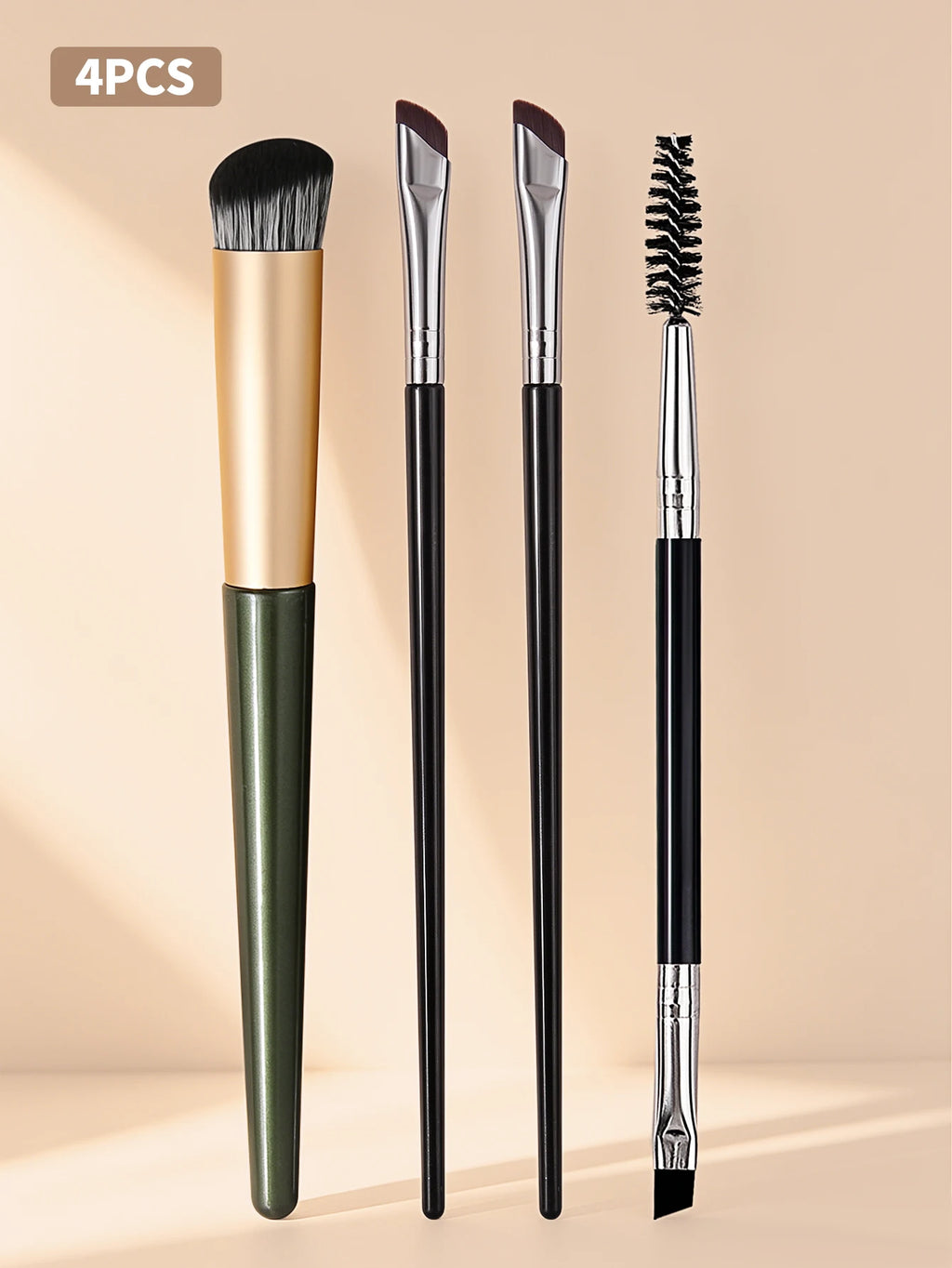 Professional 4-Piece Makeup Brush Set – Soft Wool Fiber Bristles
