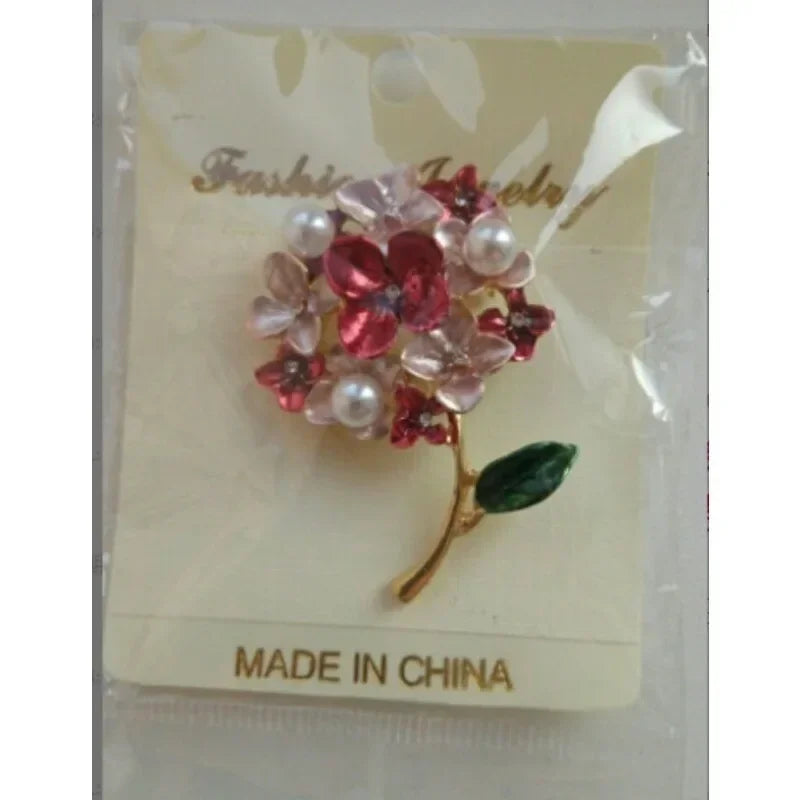 Red Flower Bud Brooch – Glass & Zinc Alloy Fashion Pin Fashion Brooch Pin Nixie