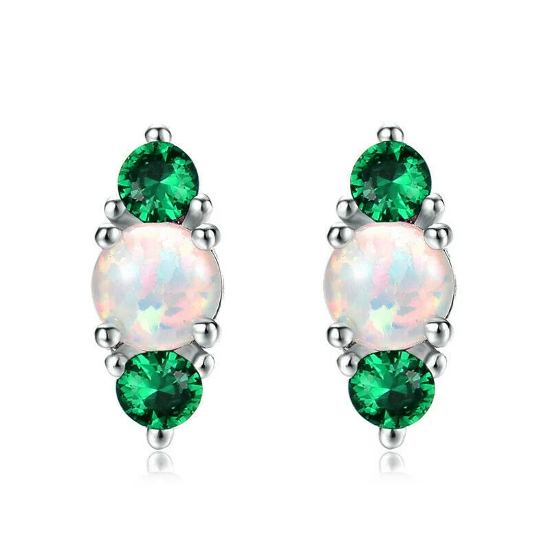 Pink Simulated Opal Dangle Stud Earrings | Wedding Jewelry Gift Dangle Stud Earrings Nixie green