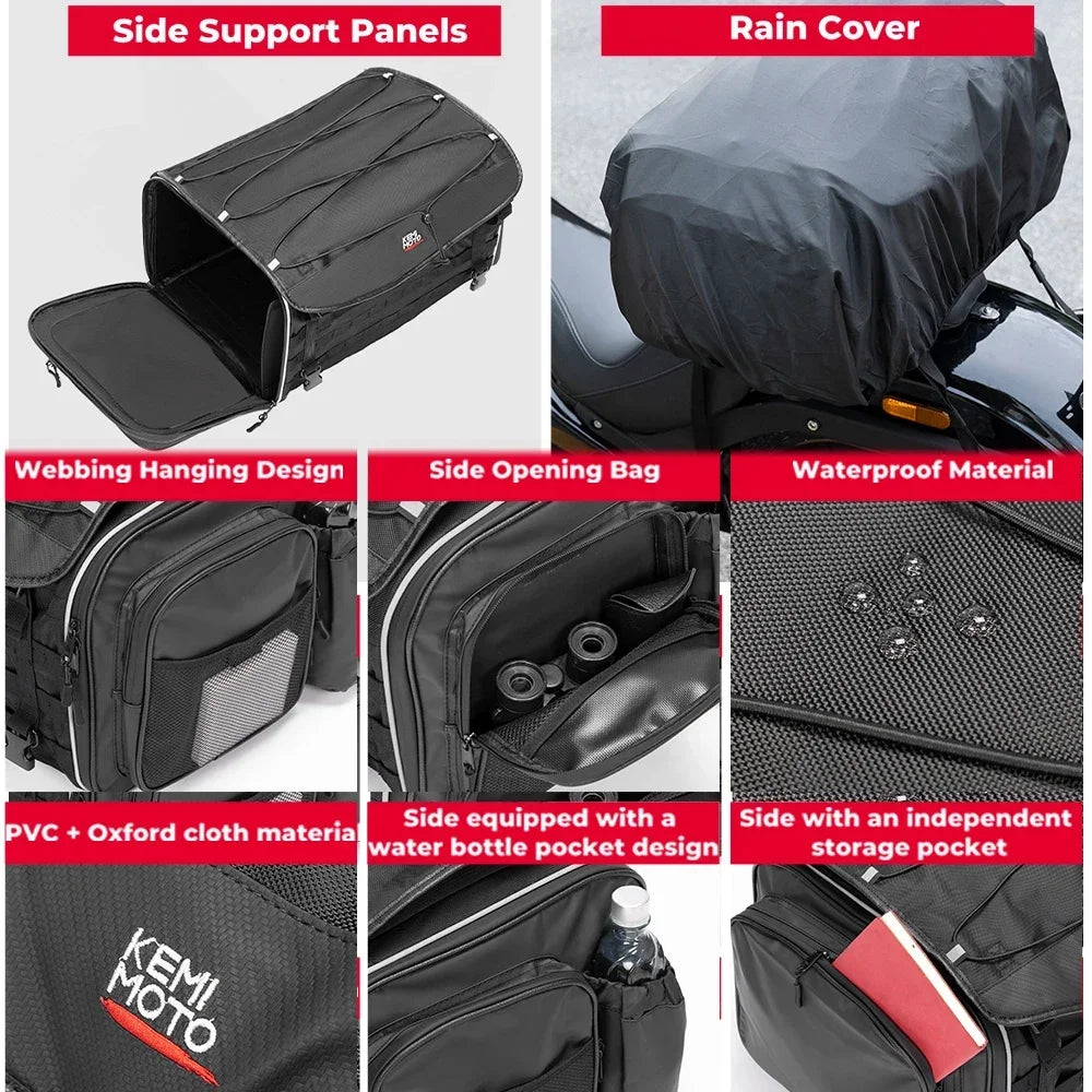 KEMITOUR Expandable Motorcycle Tail Bag – Waterproof Seat Pack Motorcycle Tail Bag Nixie
