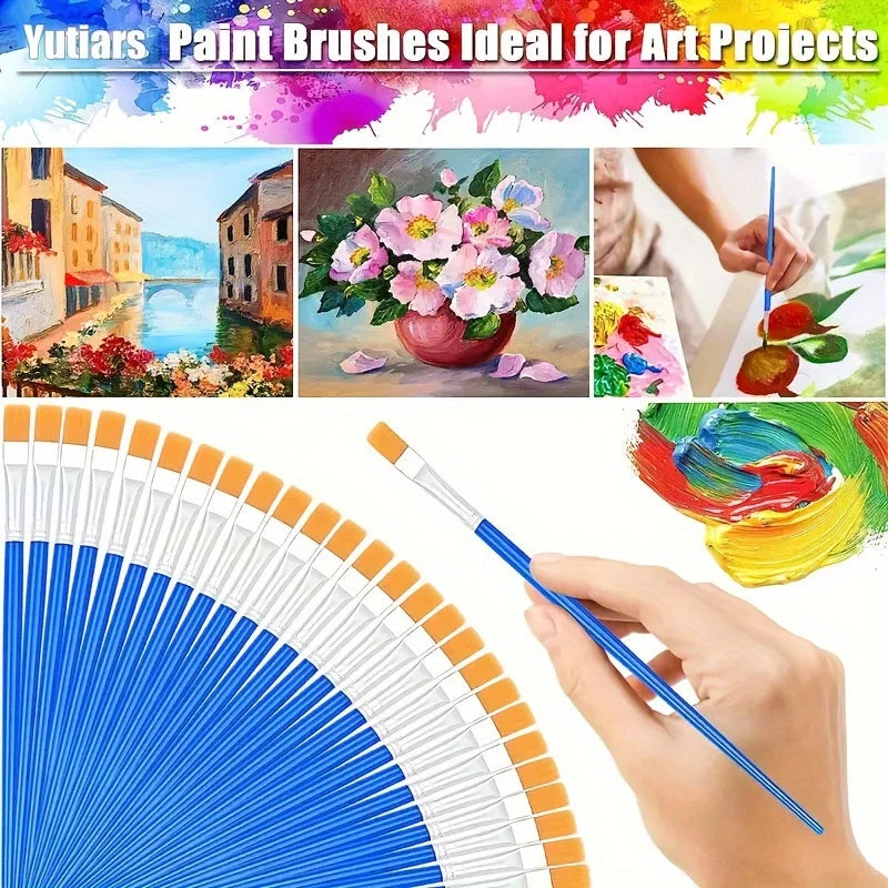 50Pcs Paint Brush Set – Nylon Hair, Oil Acrylic Watercolor Paint Brush Set Nixie