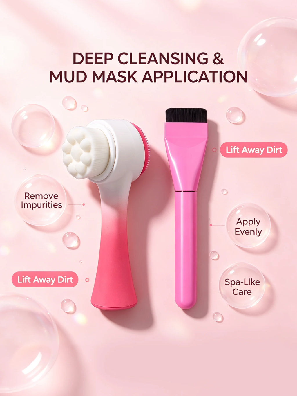 2Pcs Silicone Facial Cleansing & Mask Brush Set | Nixie Facial Cleansing Brush Nixie