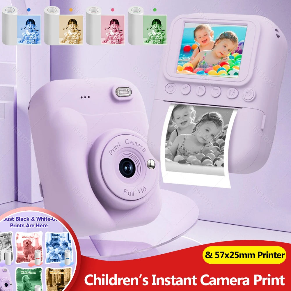 Kids Instant Camera 1080P Color Thermal Printer Gift for Boys Girls Kids Instant Camera Nixie