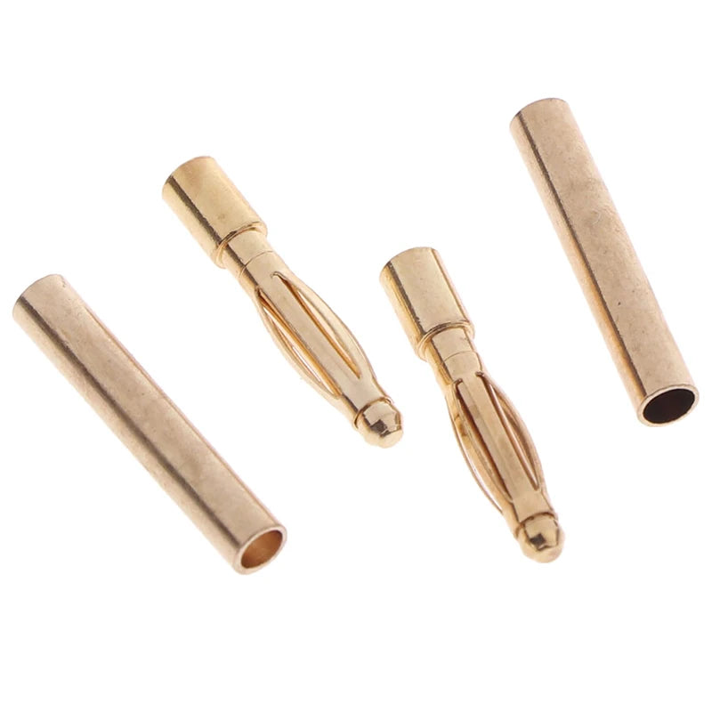 20pcs 2mm Gold Bullet Connectors Banana Plugs RC Car Battery RC Bullet Connectors Nixie
