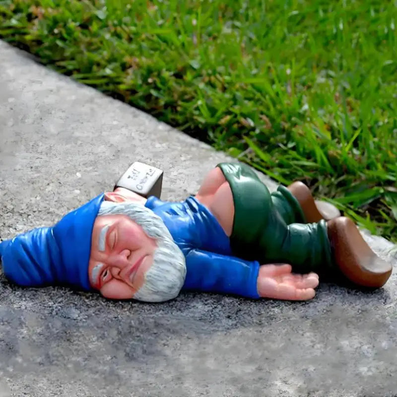 Funny Drunk Garden Gnome Resin Figurine | Patio Statue Decor Garden Gnome Figurine Nixie