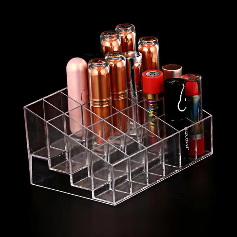 24-Grid Clear Acrylic Lipstick & Makeup Organizer Box