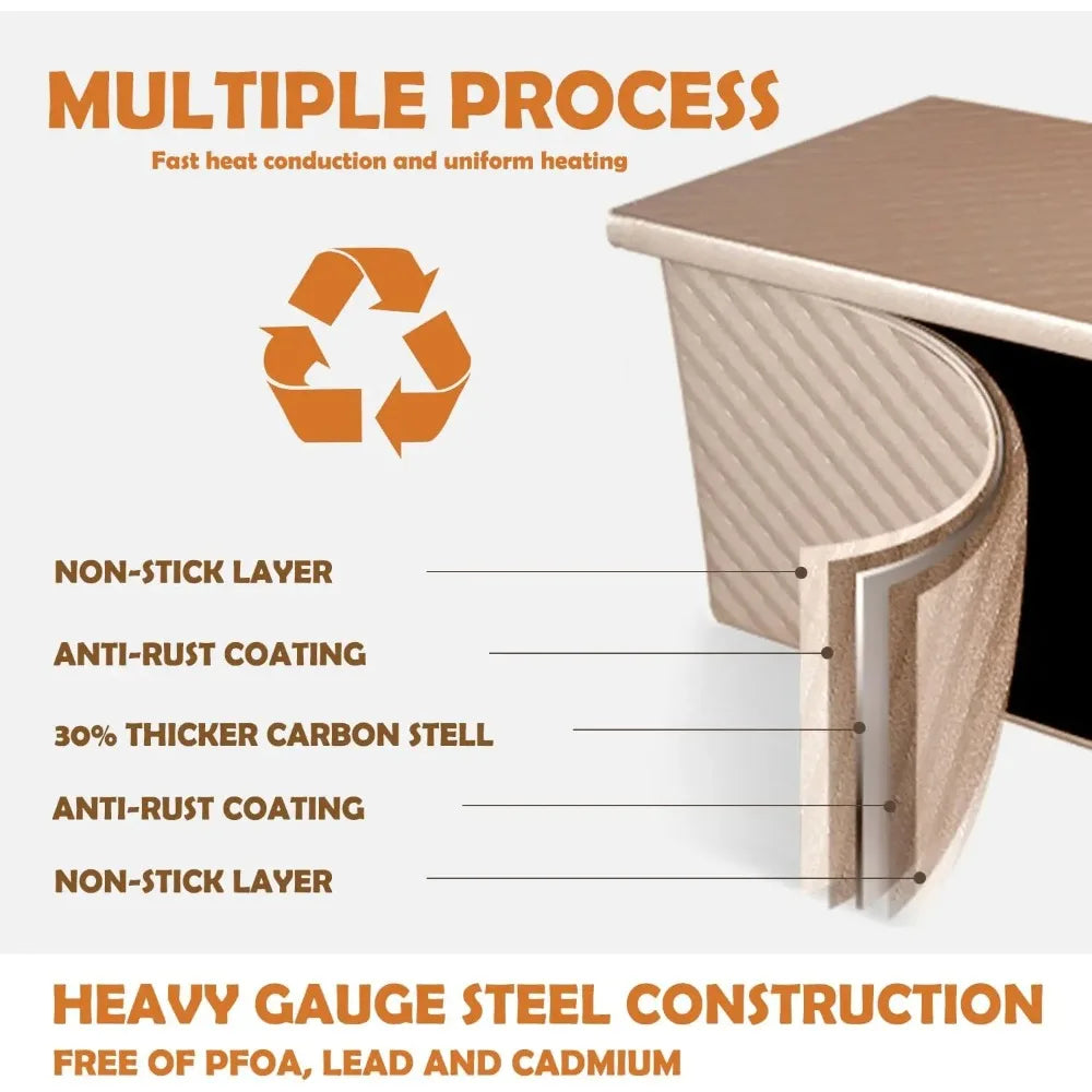 Non-Stick Carbon Steel Rectangle Loaf Pan with Lid | FEB.WIND Bread Loaf Pan Nixie