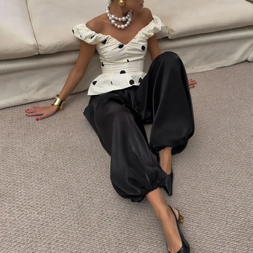 Women's Satin Wide-Leg Pants – Elegant High Waist Trousers Satin Wide-Leg Pants Nixie
