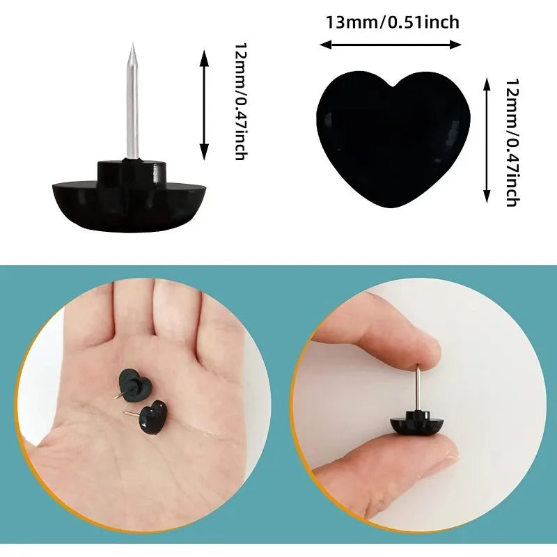 50pcs Heart Shape Push Pins – Cork Board & Photo Wall Thumbtacks Decorative Push Pins Nixie