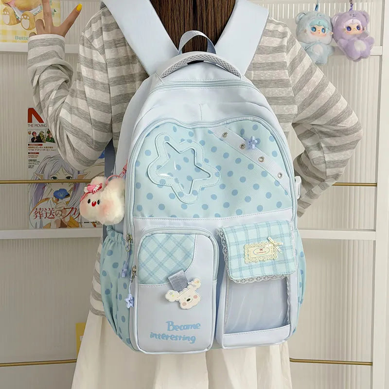 Korean Style Cute Polka Dot Backpack for Girls & Women