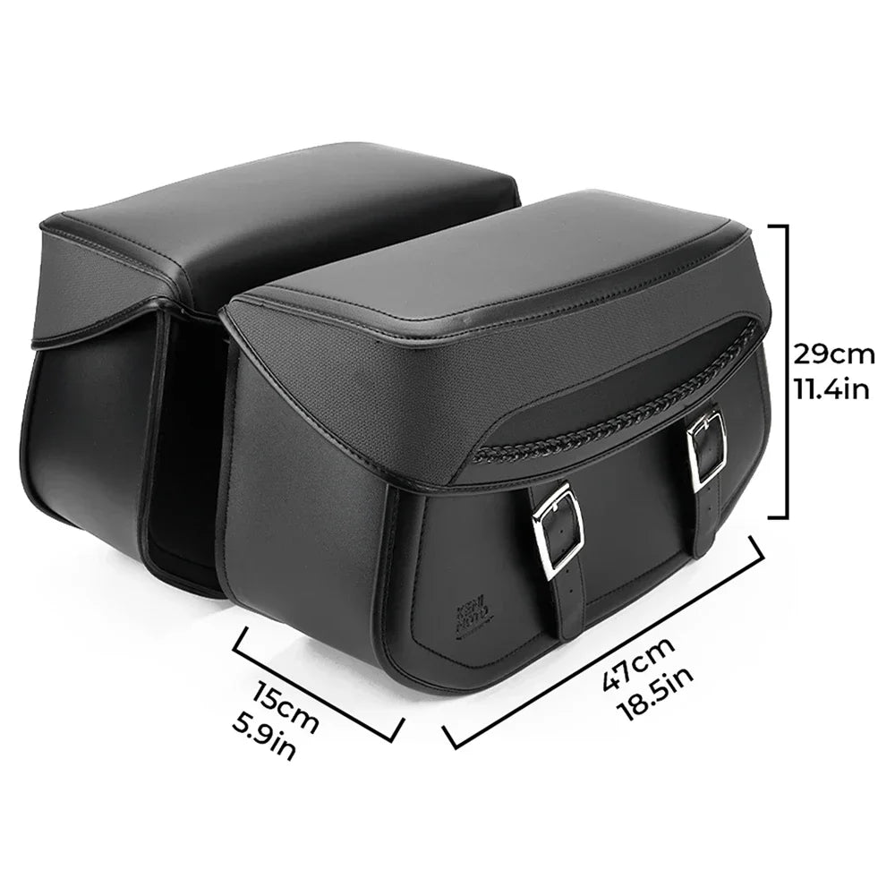 KEMITOUR Throw-Over Motorcycle Saddlebags | PU Leather Waterproof Motorcycle Saddlebags Nixie