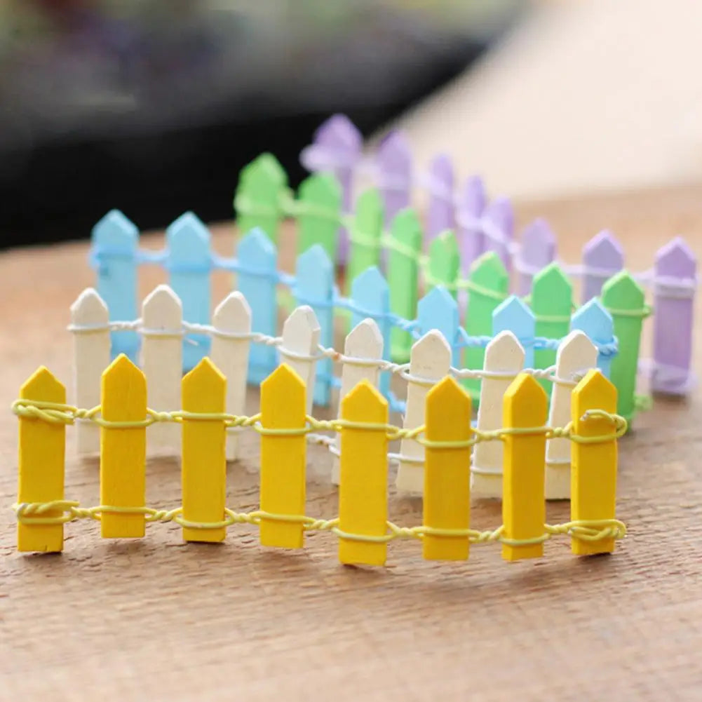 2 Pcs Mini Wood Picket Fence – Fairy Garden & Dollhouse Decor Miniature Garden Ornament Nixie