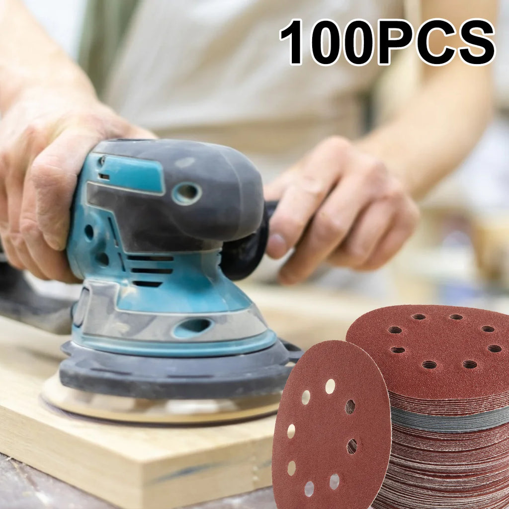 100Pcs 5" Hook & Loop Sanding Discs 80–3000 Grit | 8-Hole Abrasive Sanding Discs Nixie
