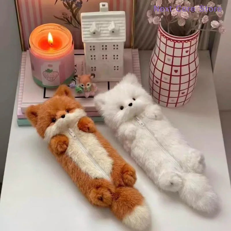 Cute Cartoon Animal Plush Pencil Pouch | Fun Student Stationery Plush Pencil Case Nixie