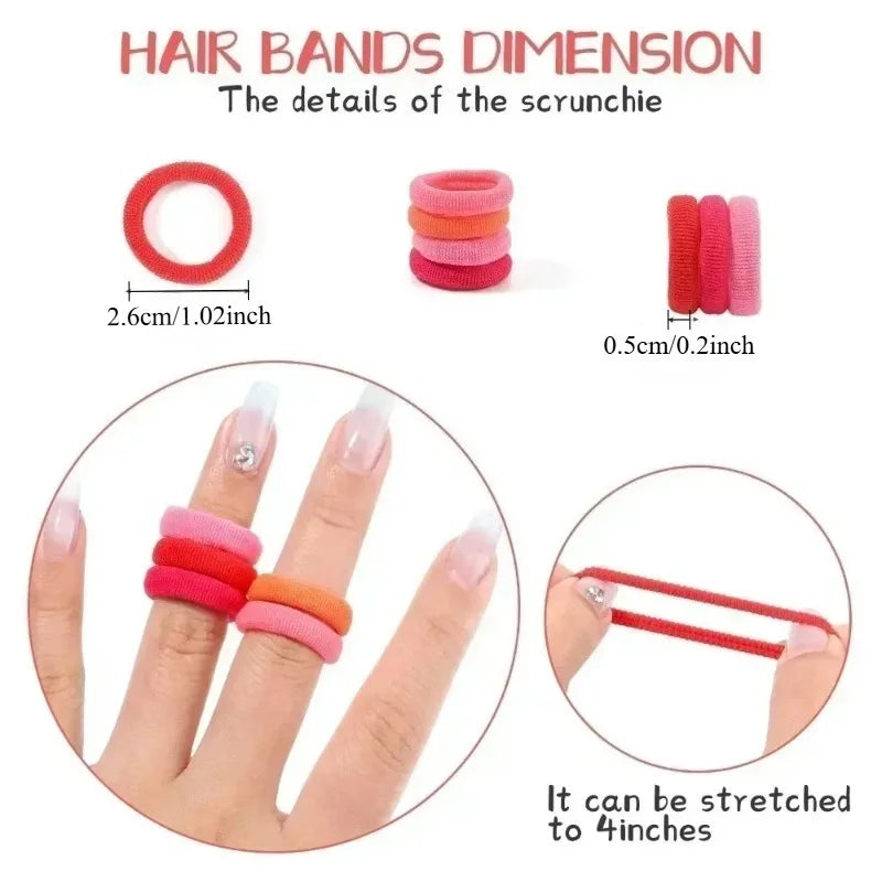 100Pcs Kids Elastic Nylon Hair Ties & Headbands Set for Girls Kids Hair Accessories Nixie