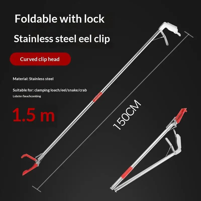 1.5M Foldable Snake & Eel Catcher Tong – Steel Grabber Tool Reptile Grabber Tong Nixie