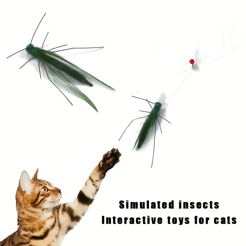Green Grasshopper Cat Teaser Wand Replacement Head Toy Cat Teaser Toy Nixie