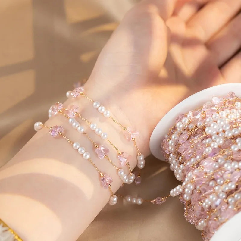 Golden Crystal Beaded Chain for DIY Necklace & Bracelet – Nixie DIY Jewelry Chain Nixie