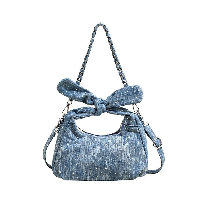Women's Denim Crossbody Bag – Trendy Underarm Shoulder Handbag Denim Shoulder Bag Nixie