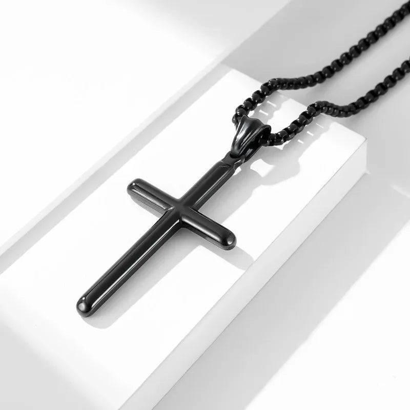 Cross Pendant Choker Necklace | Unisex Stainless Steel Gift Pendant Necklace Nixie