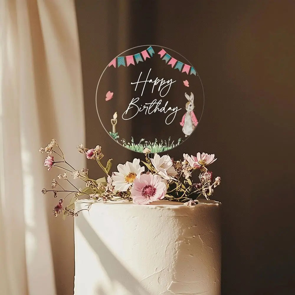 Acrylic Birthday & MR&MRS Wedding Cake Toppers – Floral