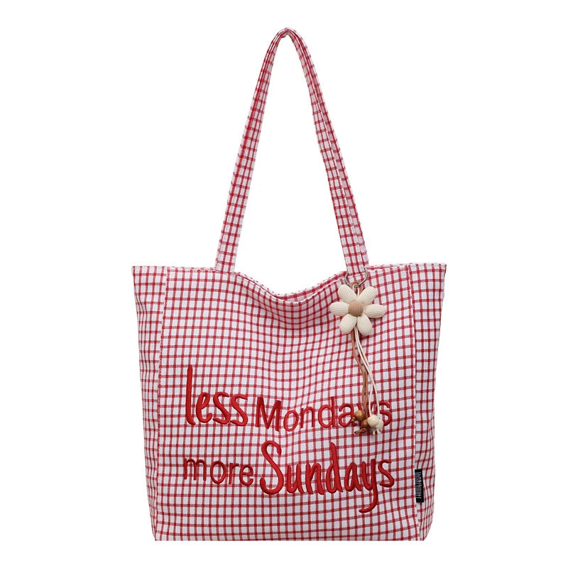 Korean Canvas Shoulder Bag – Large Capacity Letter Print