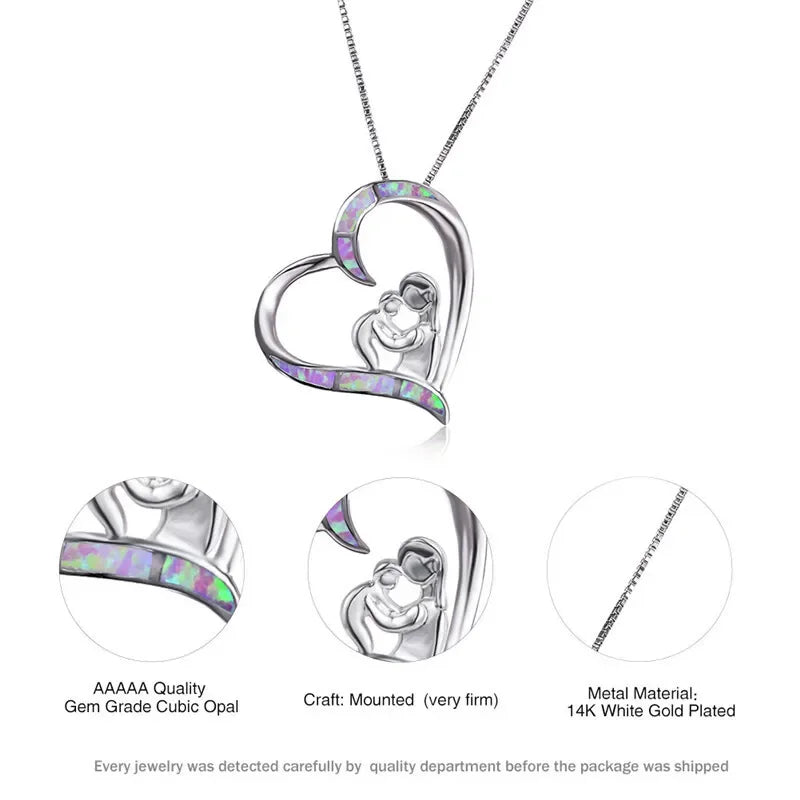 Baby Heart Pendant Necklace – Purple Simulated Opal Mood Tracker Pendant Necklace Nixie