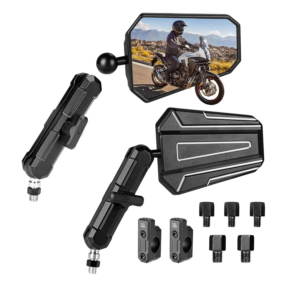 KEMITOUR Aluminum Motorcycle Side Mirrors M8 M10 Universal Kit Motorcycle Side Mirrors Nixie