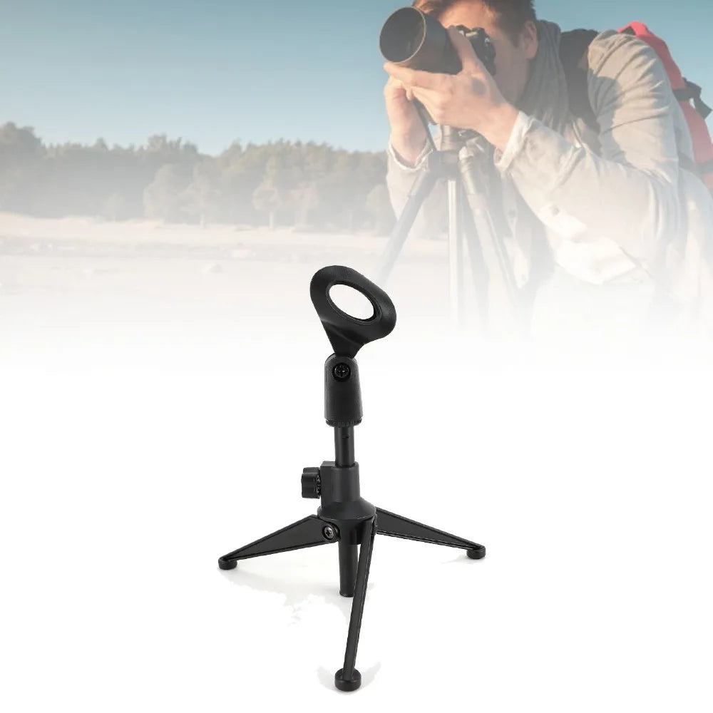Height Adjustable Desktop Microphone Stand with Mic Clip