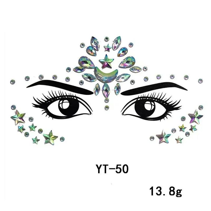 3D Crystal Rhinestone Face Stickers – Festival & Masquerade Face Gem Stickers Nixie
