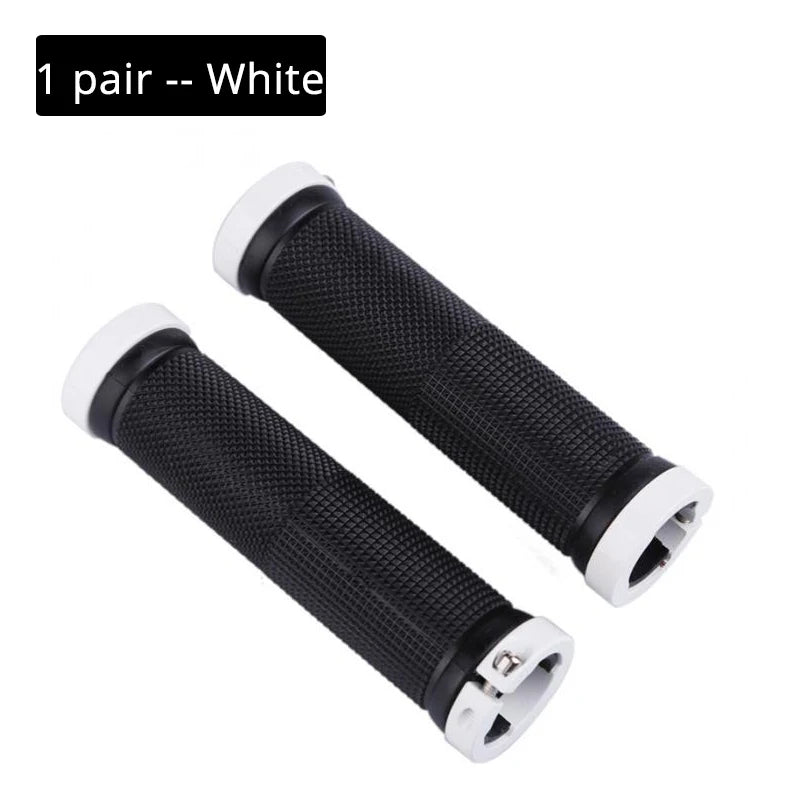 BUCKLOS Lock-On MTB Bike Grips – Non-Slip Rubber Handlebar MTB Handlebar Grips Nixie White