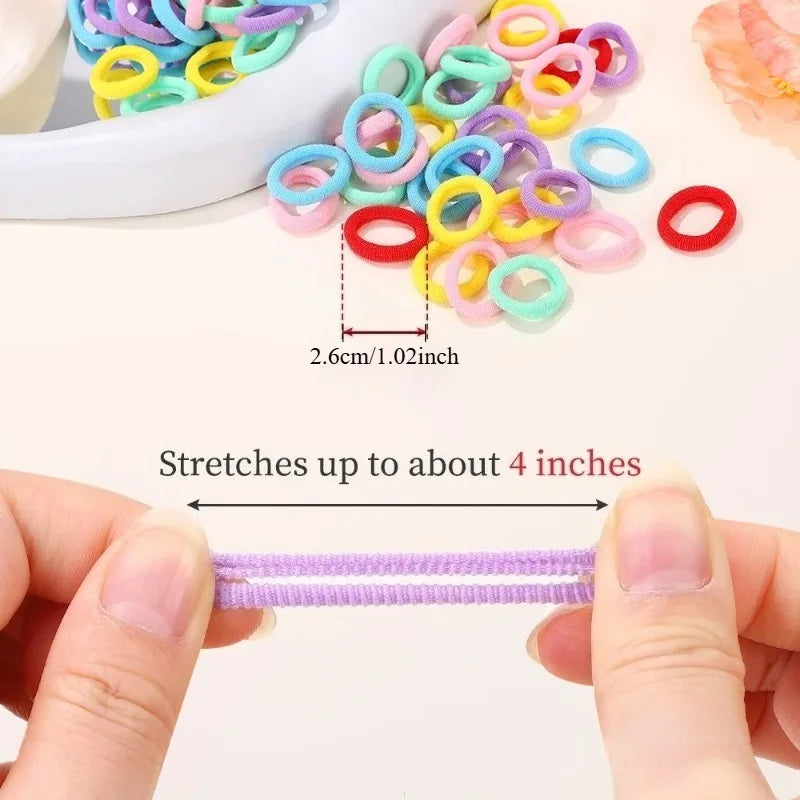 100Pcs Kids Elastic Nylon Hair Ties & Headbands Set for Girls Kids Hair Accessories Nixie