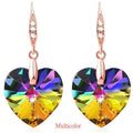 Pink Purple Zircon Rose Gold Long Hook Dangle Earrings Dangle Earrings Nixie Rhodium Plated