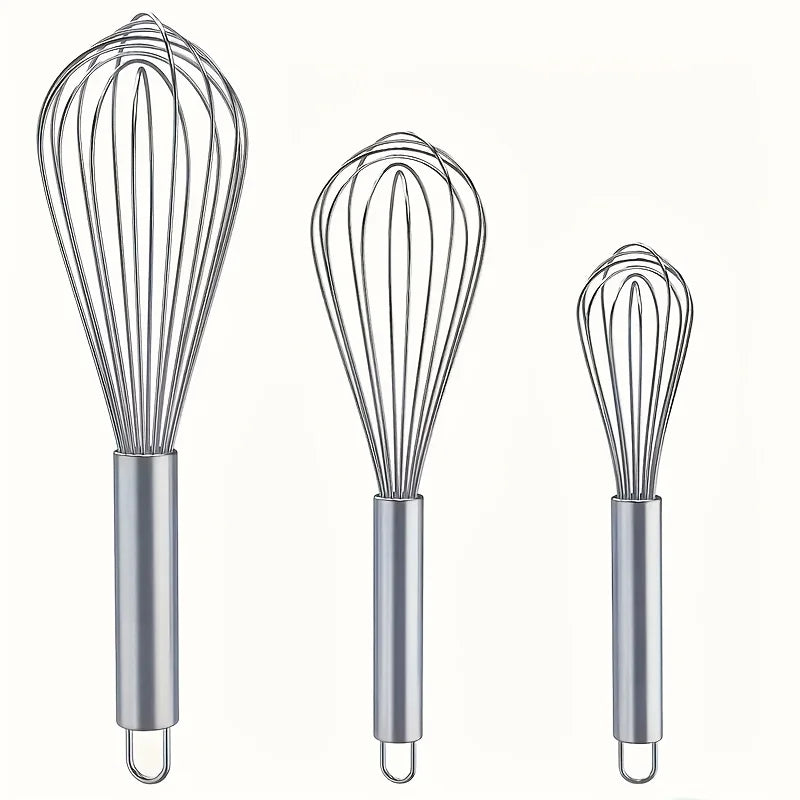 3-Piece Stainless Steel Balloon Whisk Set – 8", 10" & 12" Kitchen Whisk Set Nixie 3PCS