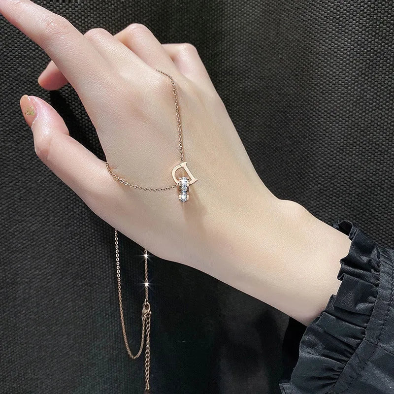 D Letter Pendant Necklace Women – Gold & Rose Gold Chain Initial Pendant Necklace Nixie