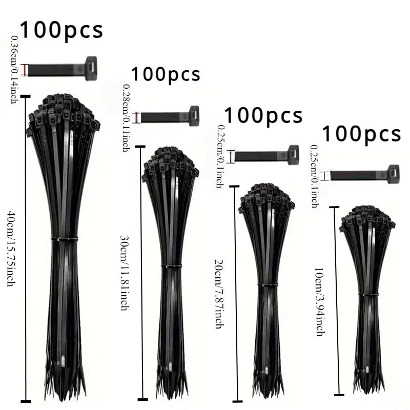 100pcs Black Cable Ties – UV Resistant Self-Locking Zip Ties Cable Ties Nixie
