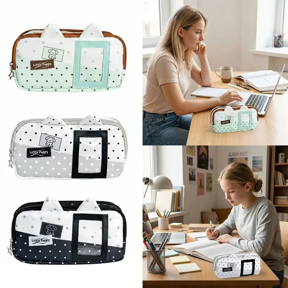 Cute Cat Pencil Case Large Capacity Pen Bag with Photo Window Pencil Case Nixie
