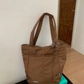 Korean Style Large Capacity Padded Nylon Tote Shoulder Bag Nylon Tote Bag Nixie BB-676-Brown Extra Large