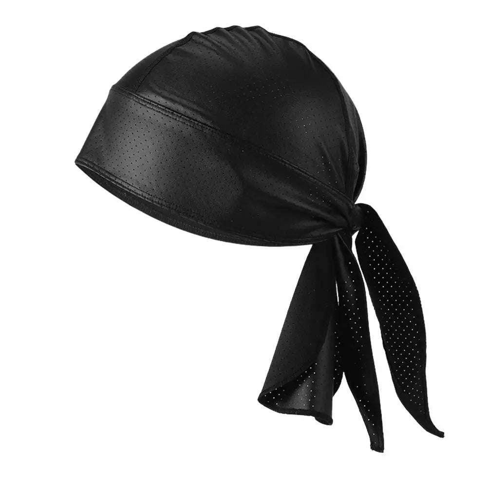 Hip Hop PU Durag Pirate Bandana Hat – Adjustable Head Scarf Durag Bandana Hat Nixie