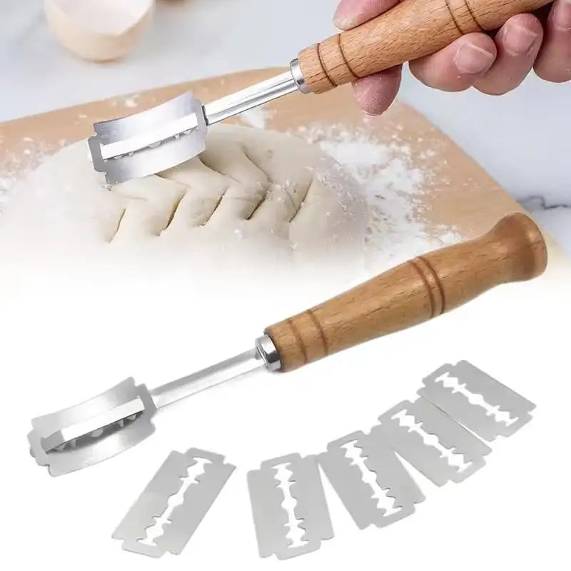 French Bread Lame Scoring Knife – Curved Blade & Wood Handle Bread Scoring Lame Nixie