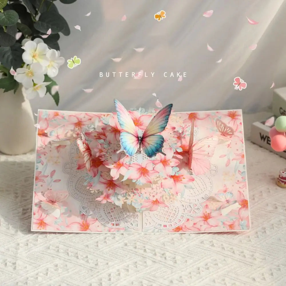 3D Pop-Up Butterfly Flower Birthday Card with Envelope Pop-Up Greeting Card Nixie