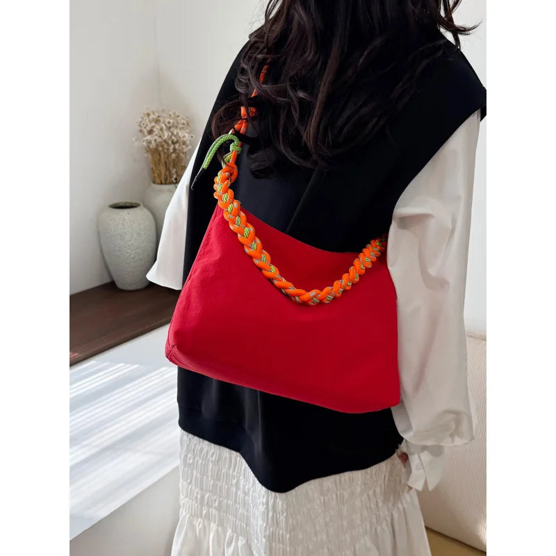 Color-Block Twist-Strap Nylon Crossbody Bag – Large Capacity Crossbody Shoulder Bag Nixie