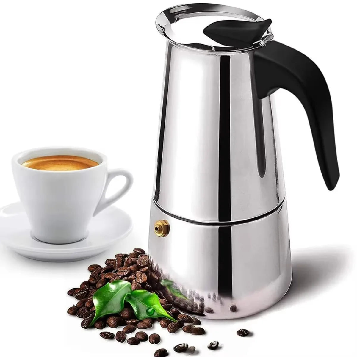 Portable Stainless Steel Moka Pot – Espresso & Tea Maker Moka Pot Coffee Maker Nixie
