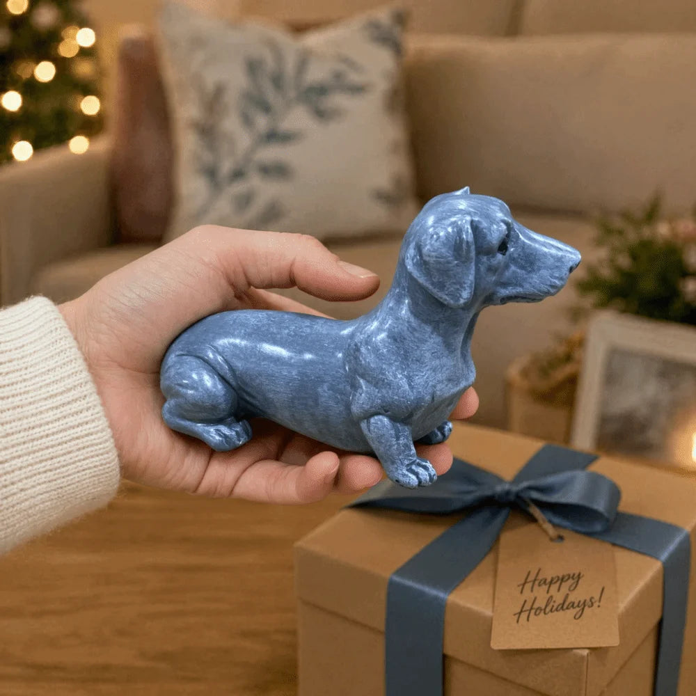 Resin Dachshund Figurine Light Grey Dog Desktop Ornament 6.69in Resin Dog Figurine Nixie