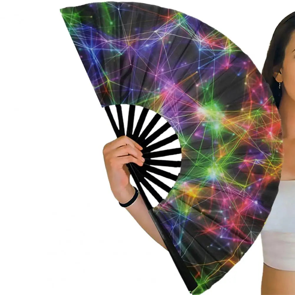 Glow in the Dark Folding Fan – Rainbow Festival Party Fan