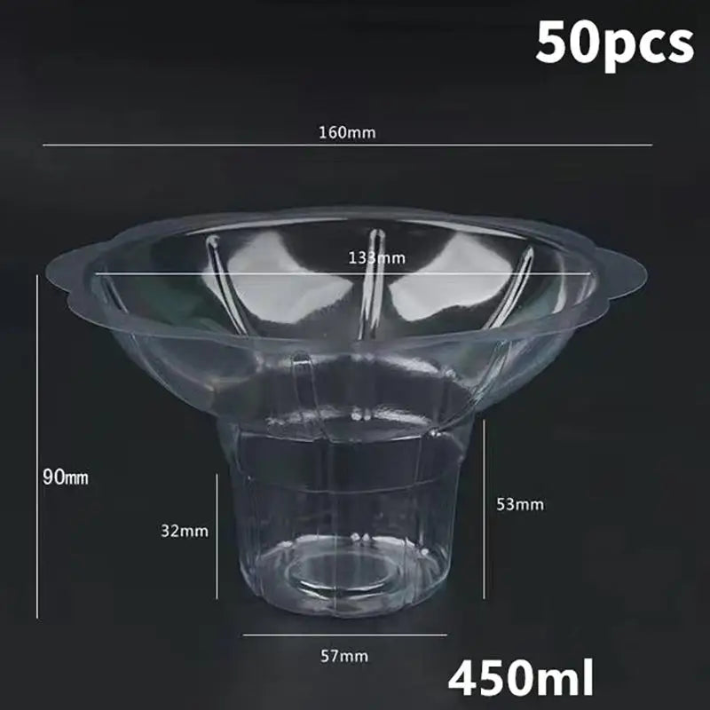 50 Pcs Flower Snow Cone Cups Leak-Proof Plastic Ice Cream Bowls Snow Cone Cups Nixie 450ml