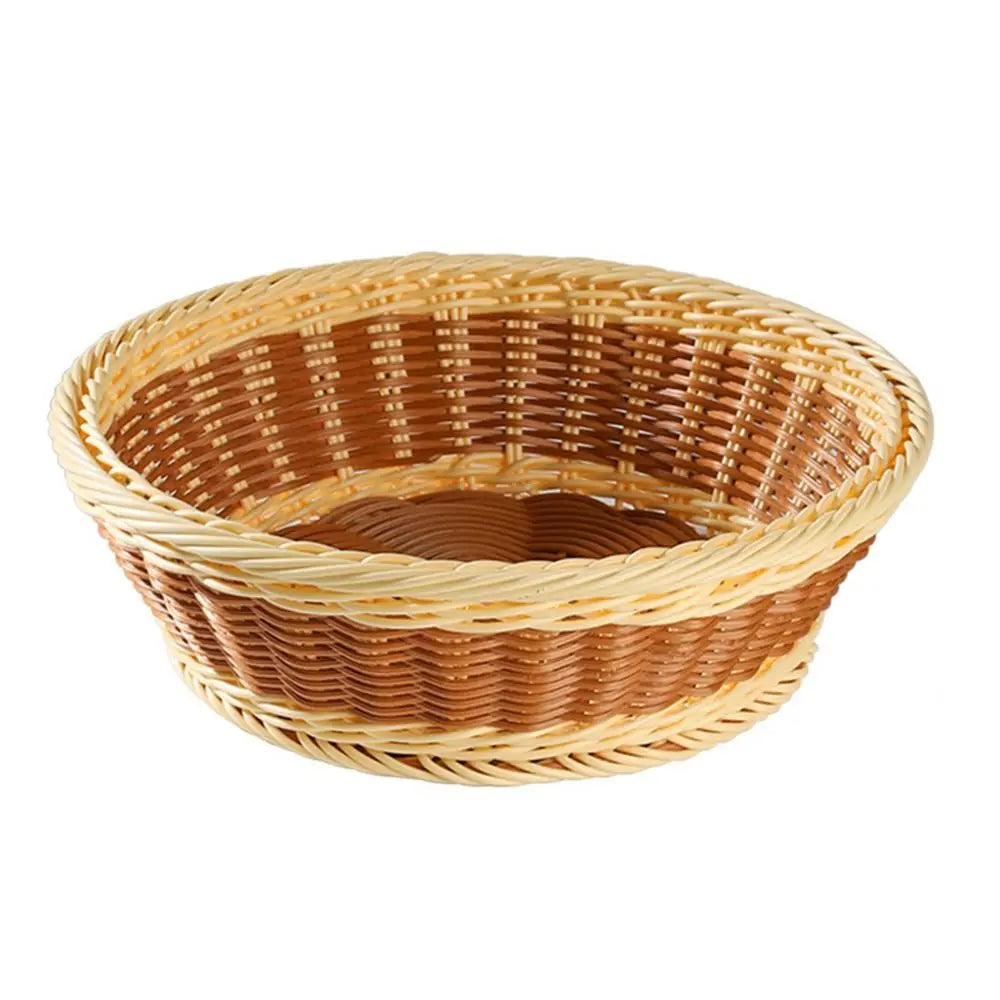 Hand-Woven Imitation Rattan Round Storage Basket – Multipurpose Wicker Storage Basket Nixie